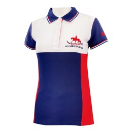 Online Order Women's Short Sleeve POLO Shirt Fashion Design Embroidery Tri-color Splicing Contrast Color Flat Machine Neck Slim Waist Women's Short Sleeve POLO Shirt Five Button Short Sleeve P1370 Online Order Women's Short Sleeve POLO Shirt Fashion Design Embroidery Tri-color Splicing Contrast Color Flat Machine Neck Slim Waist Women's Short Sleeve POLO Shirt Five Button Short Sleeve P1370